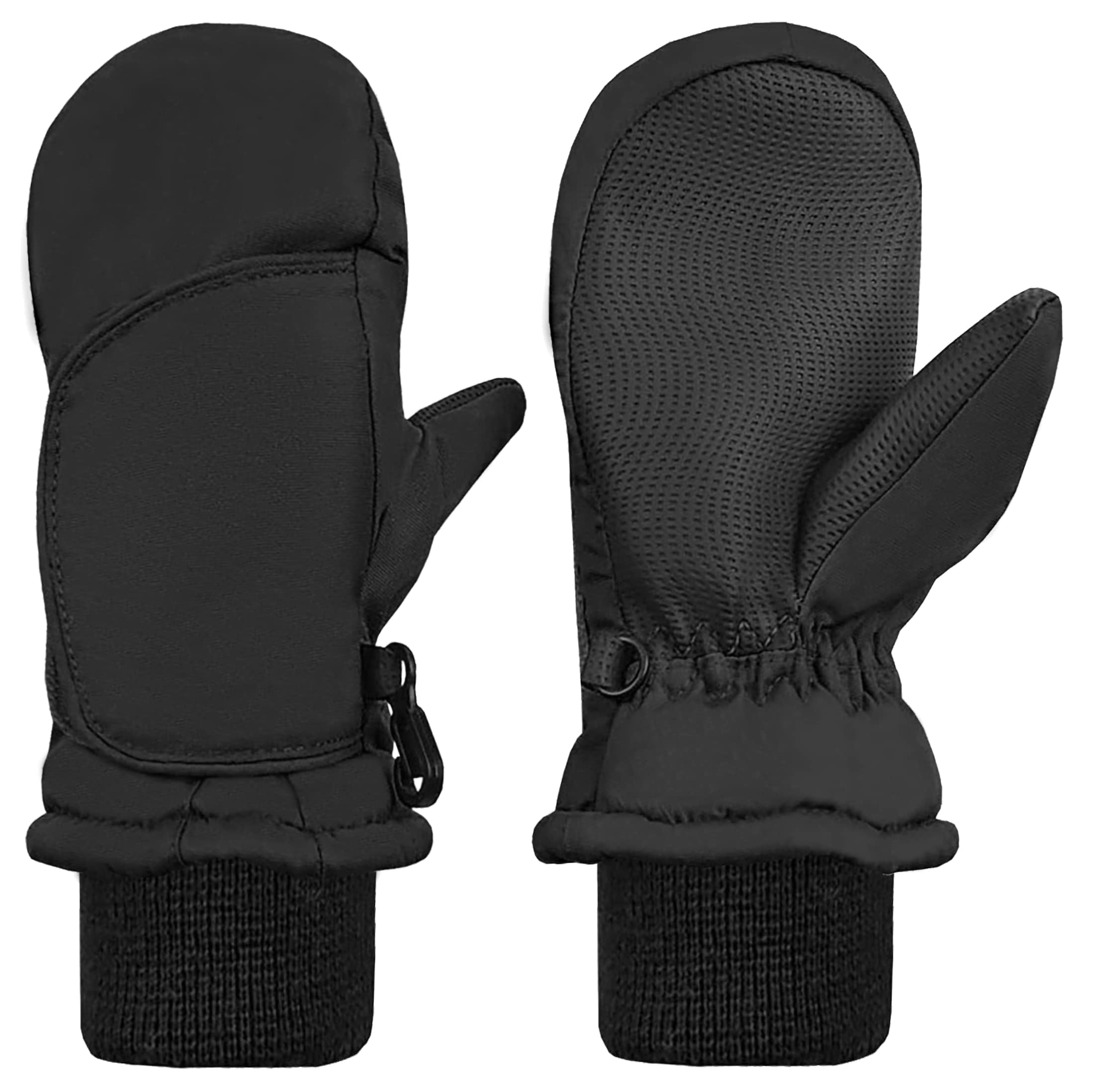 Nice Caps Kids Waterproof Snow Mittens - Thinsulate Boys Girls Cold Weather (Black 1, 4-5 Years)