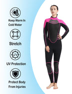 Anparc Wetsuit Women 3Mm Neoprene Full Body Wet Suit, Cold Water Wetsuit With Back Zipper, Suitable For Diving, Swimming, Surfin