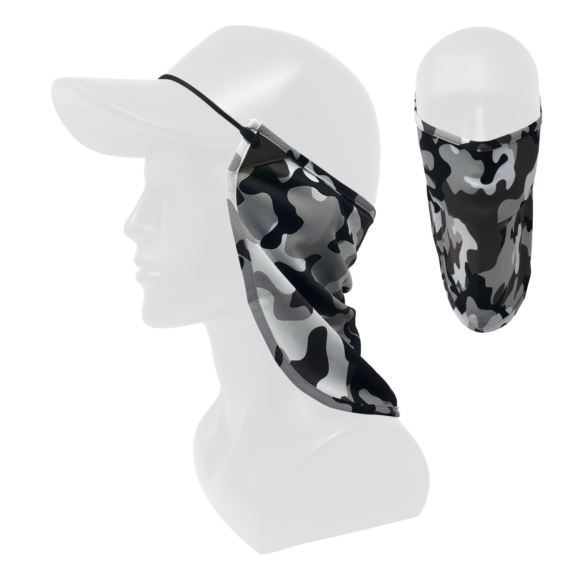 Coolnes - Uv Sun Protection Neck Drape Adjustable Multifunctional 2 In 1 Face Covering For Outdoor Fishing - Unisex Camouflage