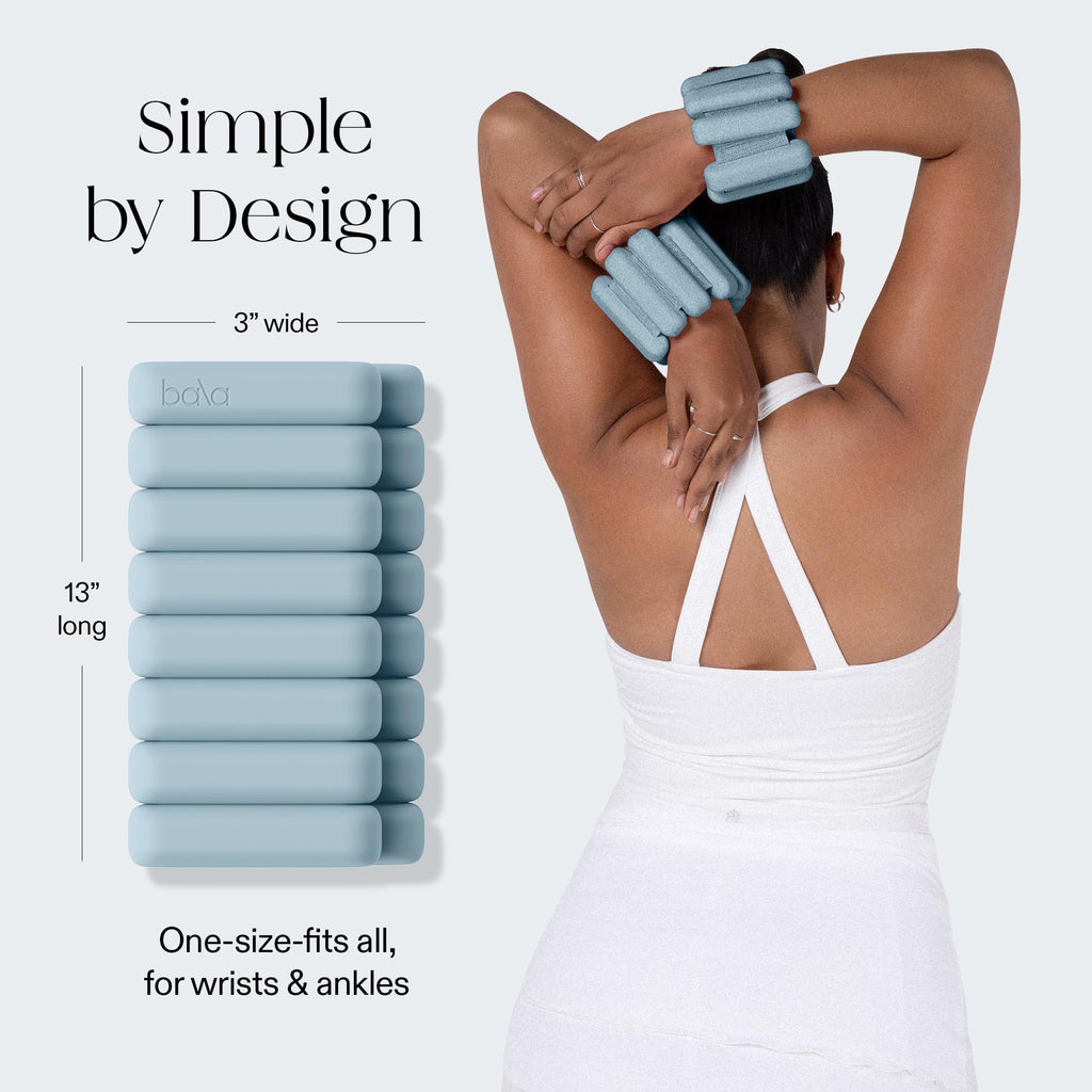 Bala Bangles Wrist & Ankle Weights for Women & Men (Sea) - 2 Pound Adjustable Silicone Weighted Bracelet Set for Gym, Yoga, Pila
