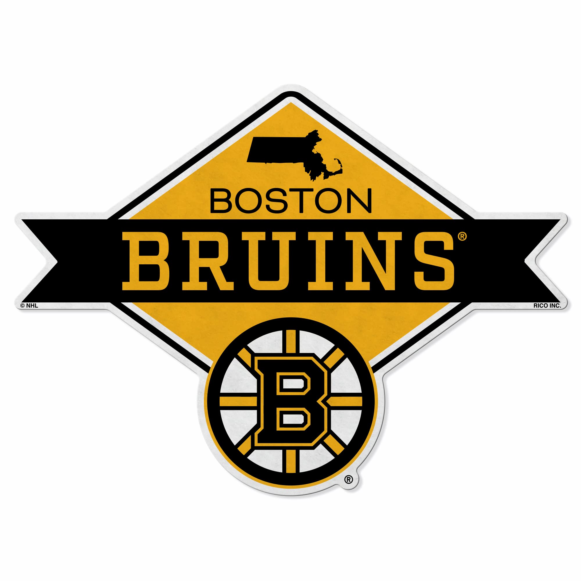 Rico Industries Nhl Boston Bruins Diamond Shape Cut Pennant - Home And Living Room D  Cor - Soft Felt Ez To Hang