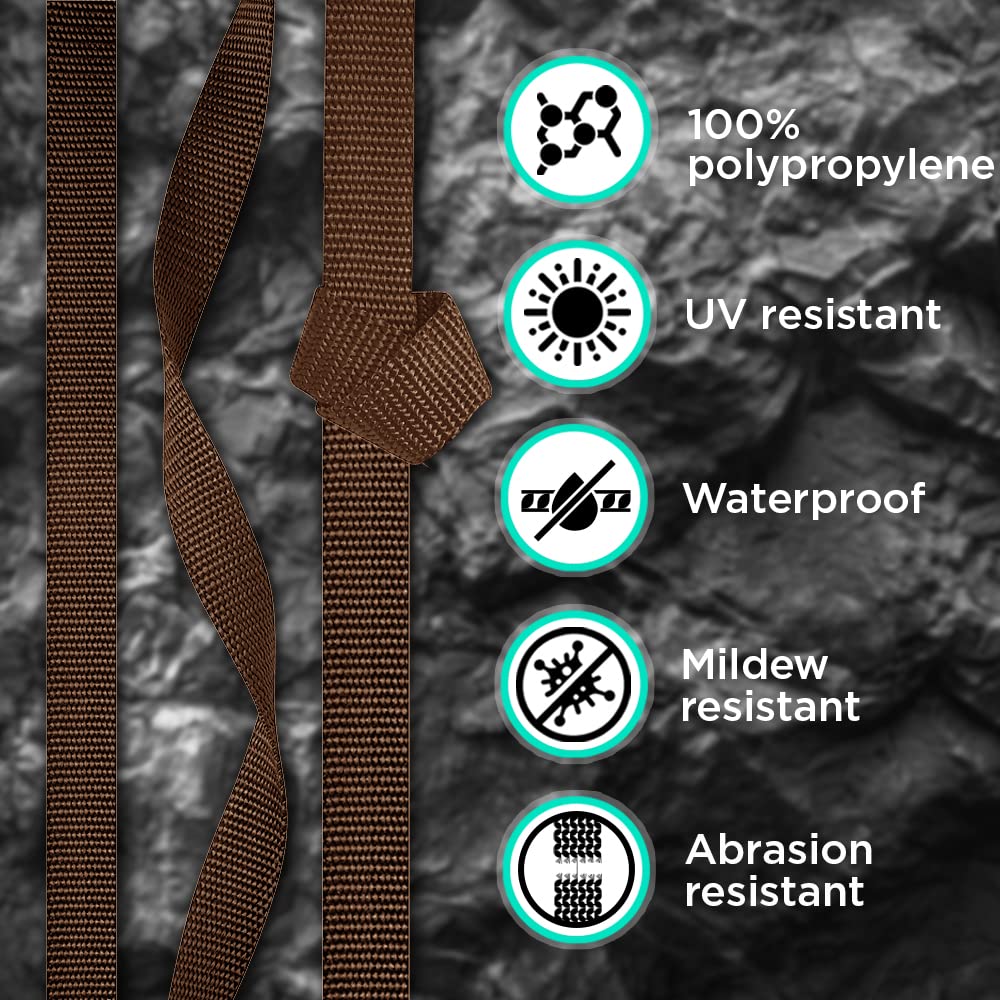 Teceum 1 Inch Webbing - Brown - 10 Yards - 1    Webbing For Climbing Outdoors Indoors Crafting Diy Nw
