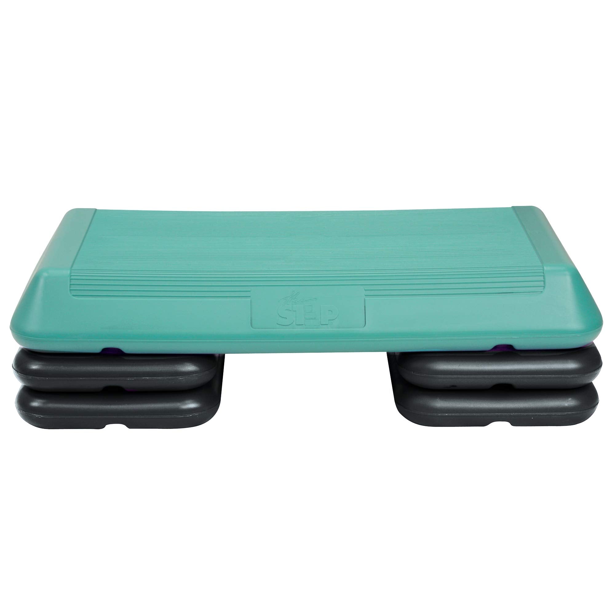 The Step (Made In Usa) Original Circuit Size Aerobic Platform With Teal Nonslip Platform And Four Original Black Risers