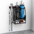 WALMANN Wall Mount Golf Bag Organizer, 2 Golf Bags Stand Golfing Equipment and Accessories Storage Rack for Garage(Black)