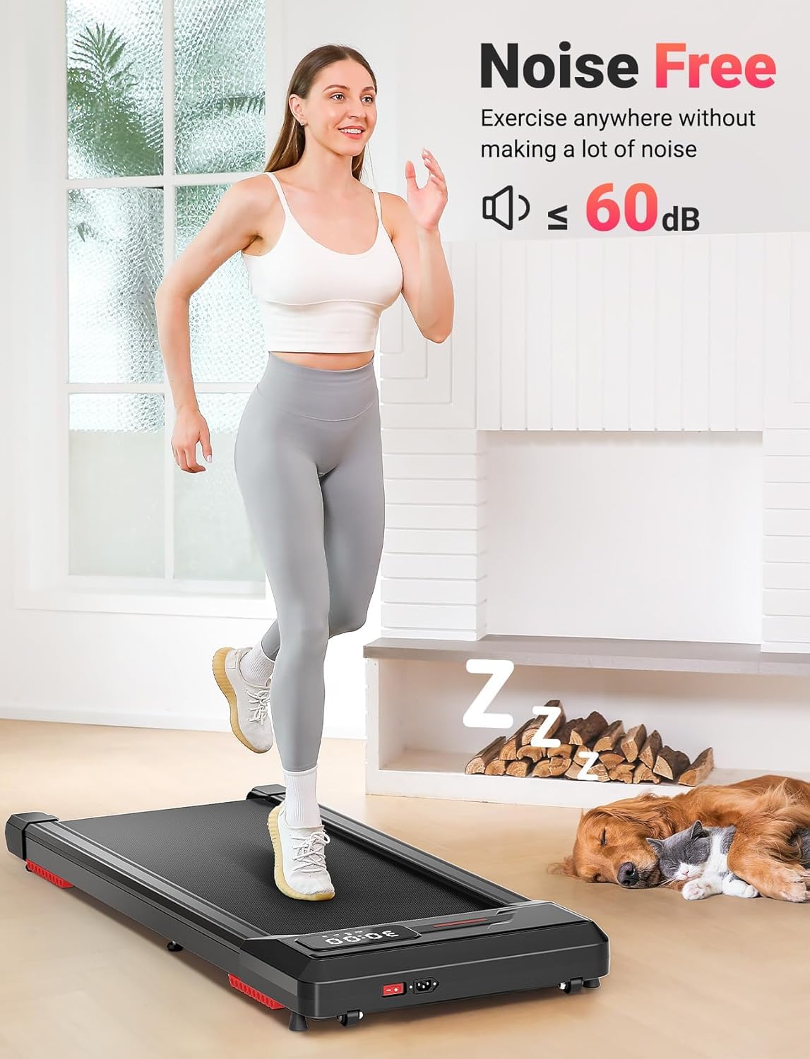 Therun Walking Pad, 2.5 Hp Under Desk Treadmill With Remote Control For Walking And Jogging, 265Lbs Capacity Widen Running Belt