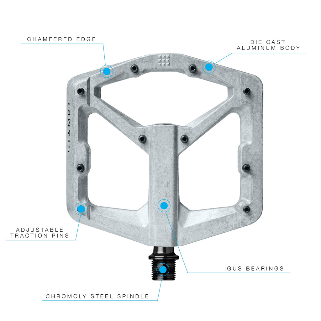Crankbrothers Mtb Pedals Stamp 2 Large Raw And Silver