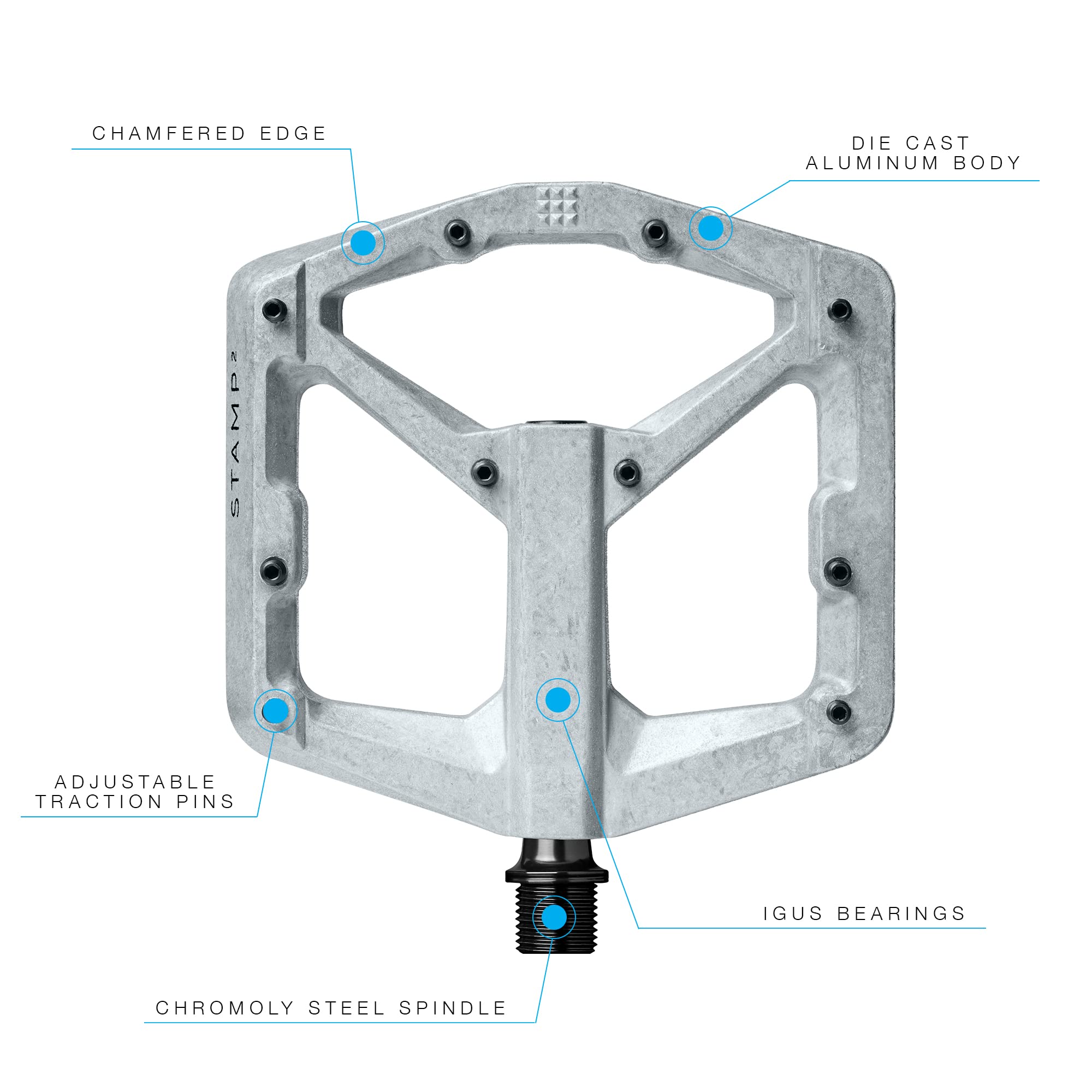 Crankbrothers Mtb Pedals Stamp 2 Large Raw And Silver