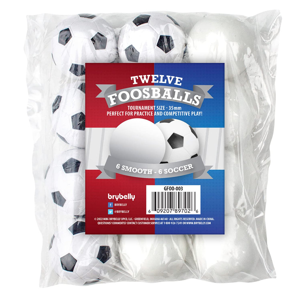 12 Pack Of Mixed Foosballs - For Standard Foosball Tables & Classic Tabletop Soccer Game Balls (6 Black & White Soccer) (6 Smoot