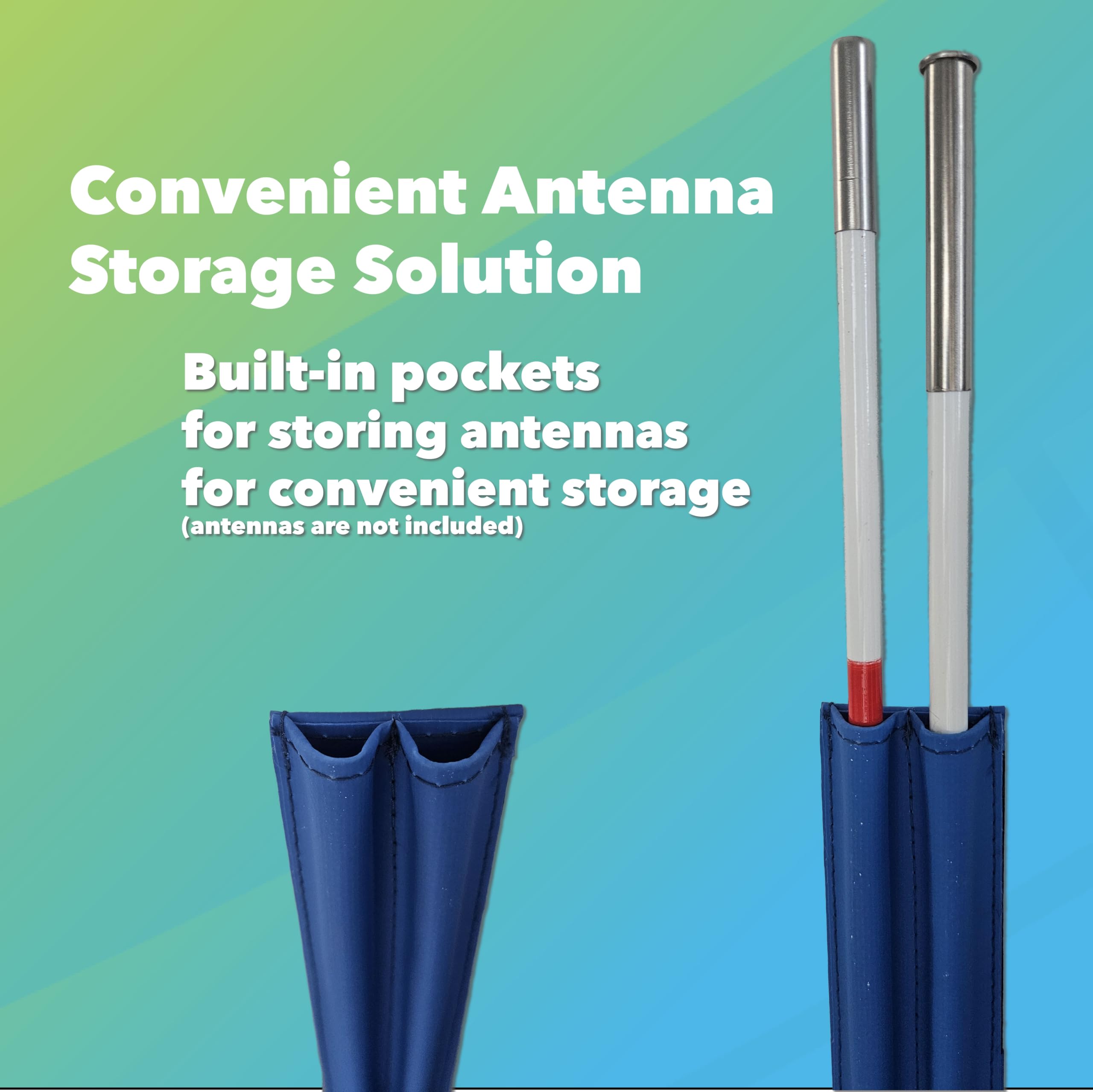 Boardee Foldable Volleyball Antenna Set - Durable Tarpaulin Hook-And-Loop Sleeves With Collapsible Fiberglass Antennas - Indoor