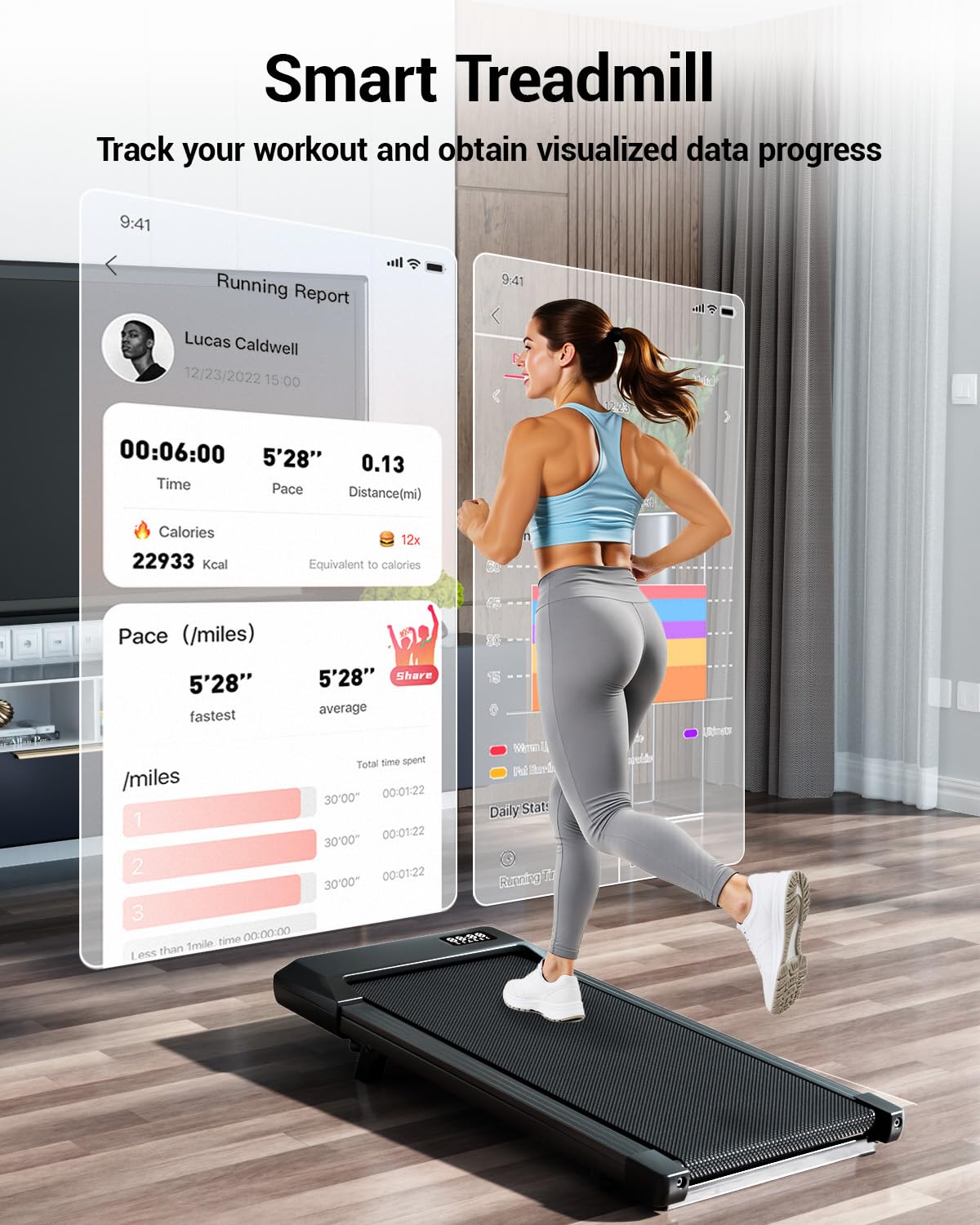 Deerrun Walking Pad 2 In 1 Under Desk Treadmill, 2.5Hp Low Noise Walking Pad Running Jogging Machine With Remote Control For Hom