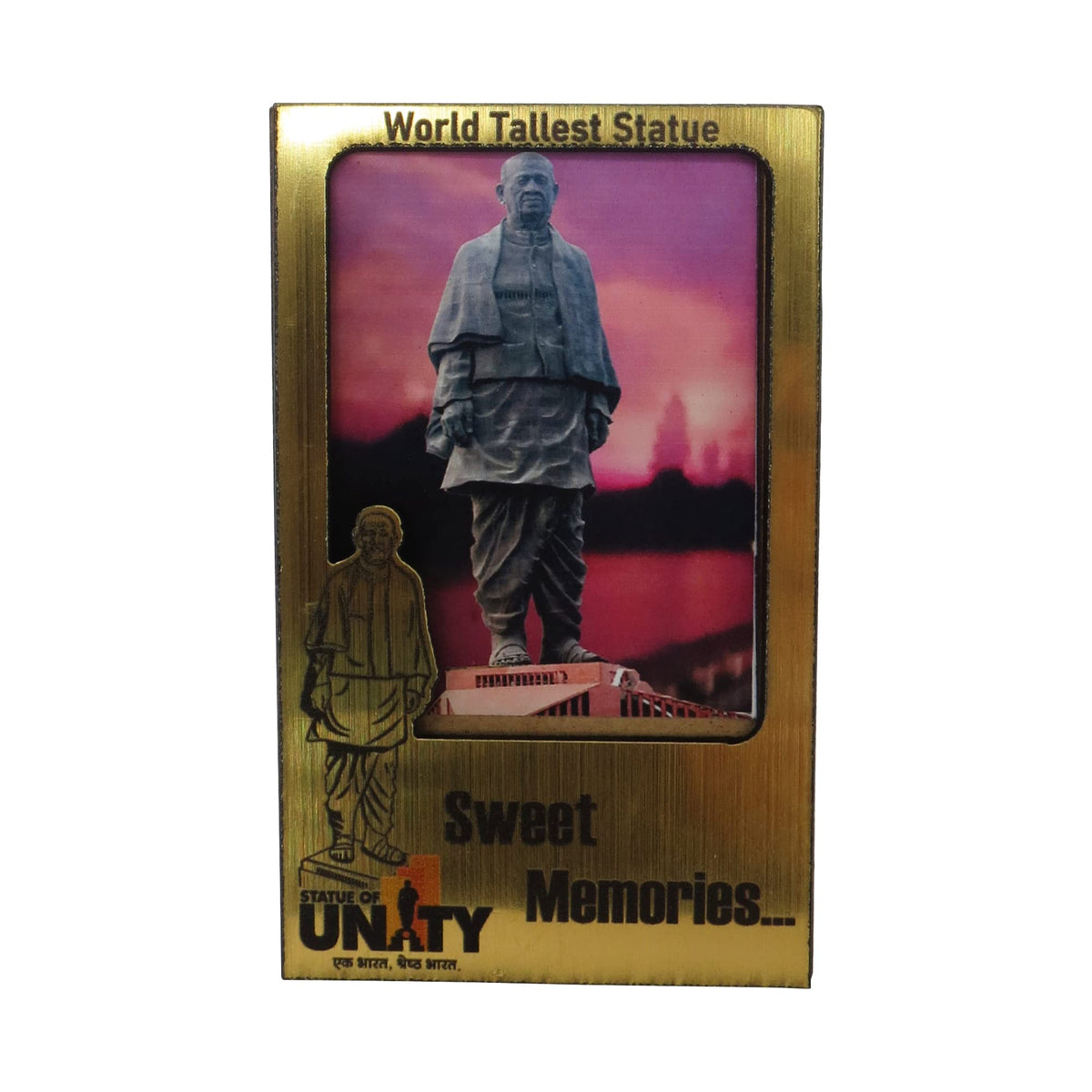 KALARAMBH Statue of Unity Statue Magnet Wooden for Home Decor Gift Items Collectible Handicraft Art, Yellow, 2.1 x 0.02 x 3.5 In
