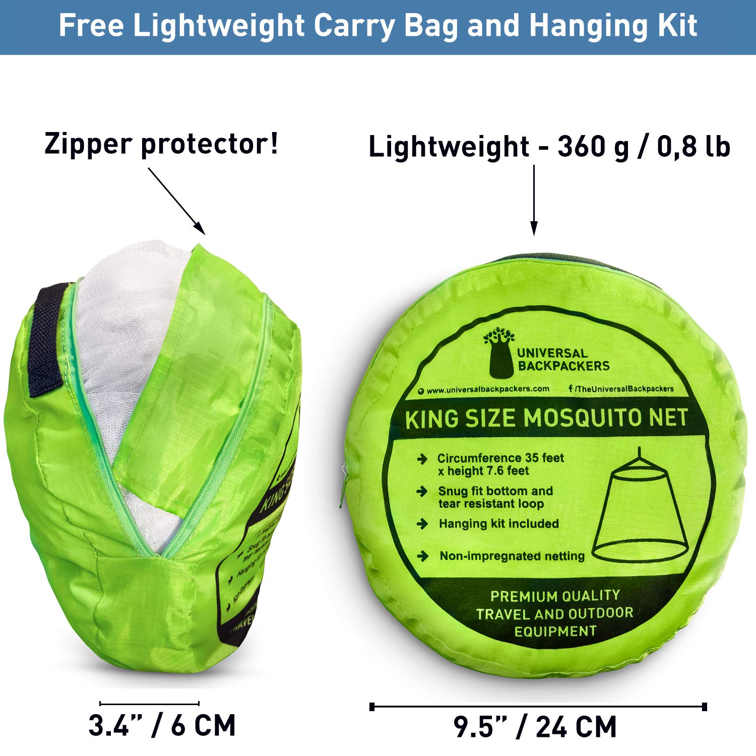 Mosquito Net For Single To King-Sized Beds - Fully-Enclosed Bed Canopy For Travel Or Decoration - Free Bag, Hanging Kit & Adhesi
