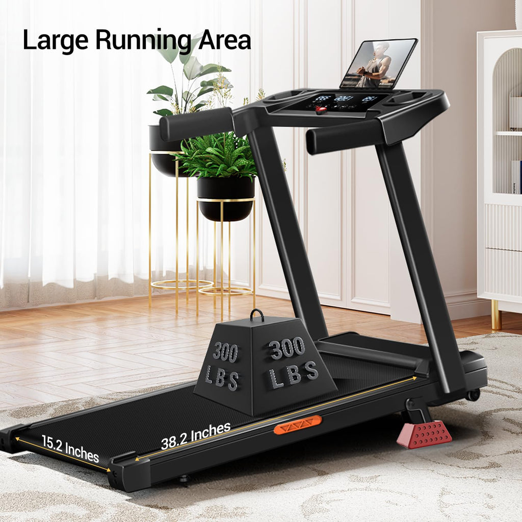 16% Incline Treadmill with Handles, 3-in-1 Portable Treadmills for Home and Office, Foldable Treadmills with 300 Lbs Weight Capa