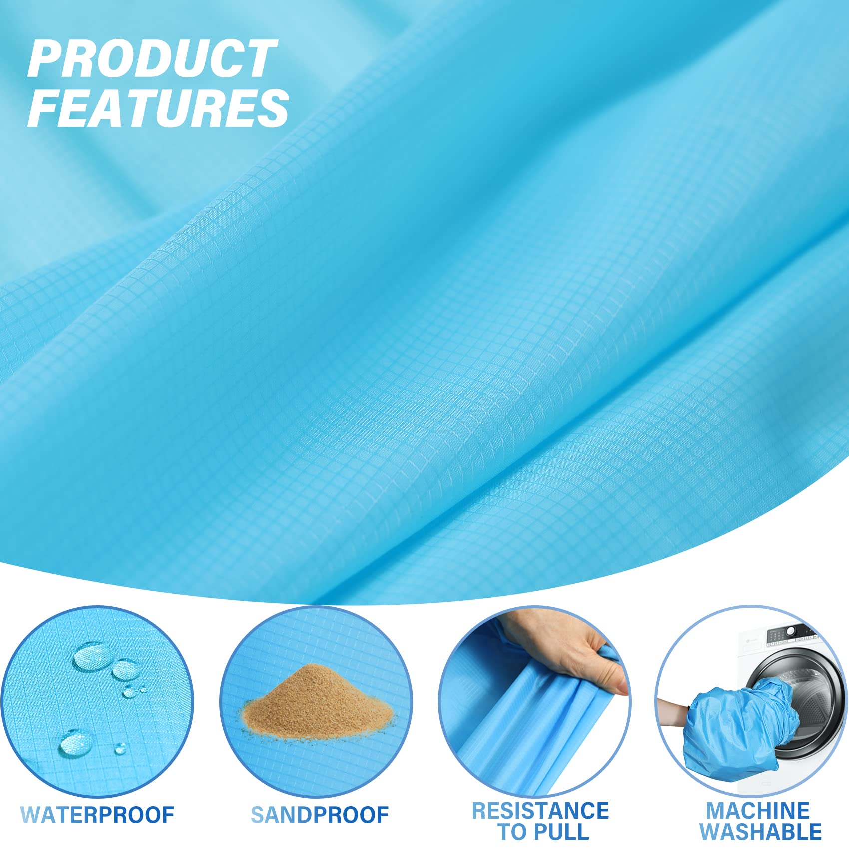 Famstar Beach Blanket Oversized Extra Large78 X 81'',Waterproof Sandproof Beach Blanket 1-7 Adults Lightweight Durable For Trave