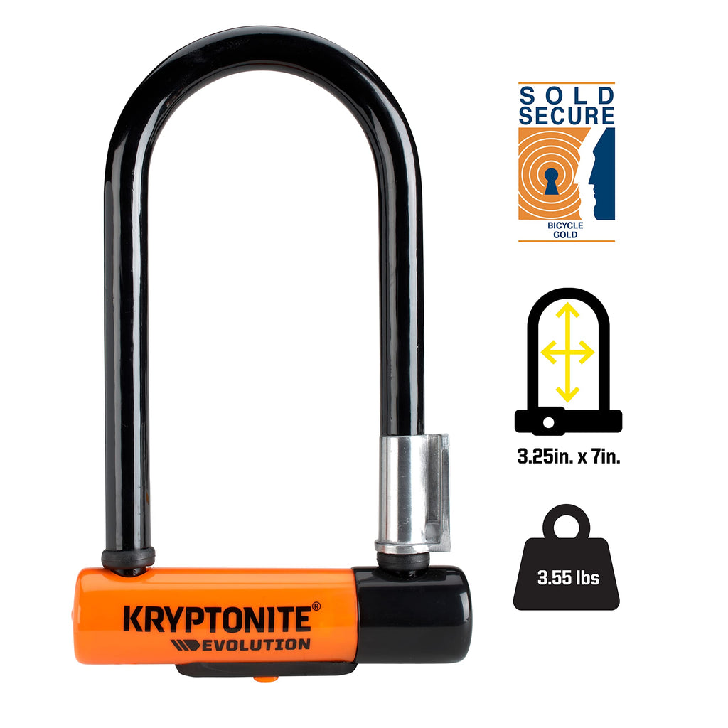Kryptonite Evolution Mini-7 Bike U-Lock With Cable, Heavy Duty Anti-Theft Bicycle U Lock, 13Mm Shackle And 10Mm X4Ft Length Secu
