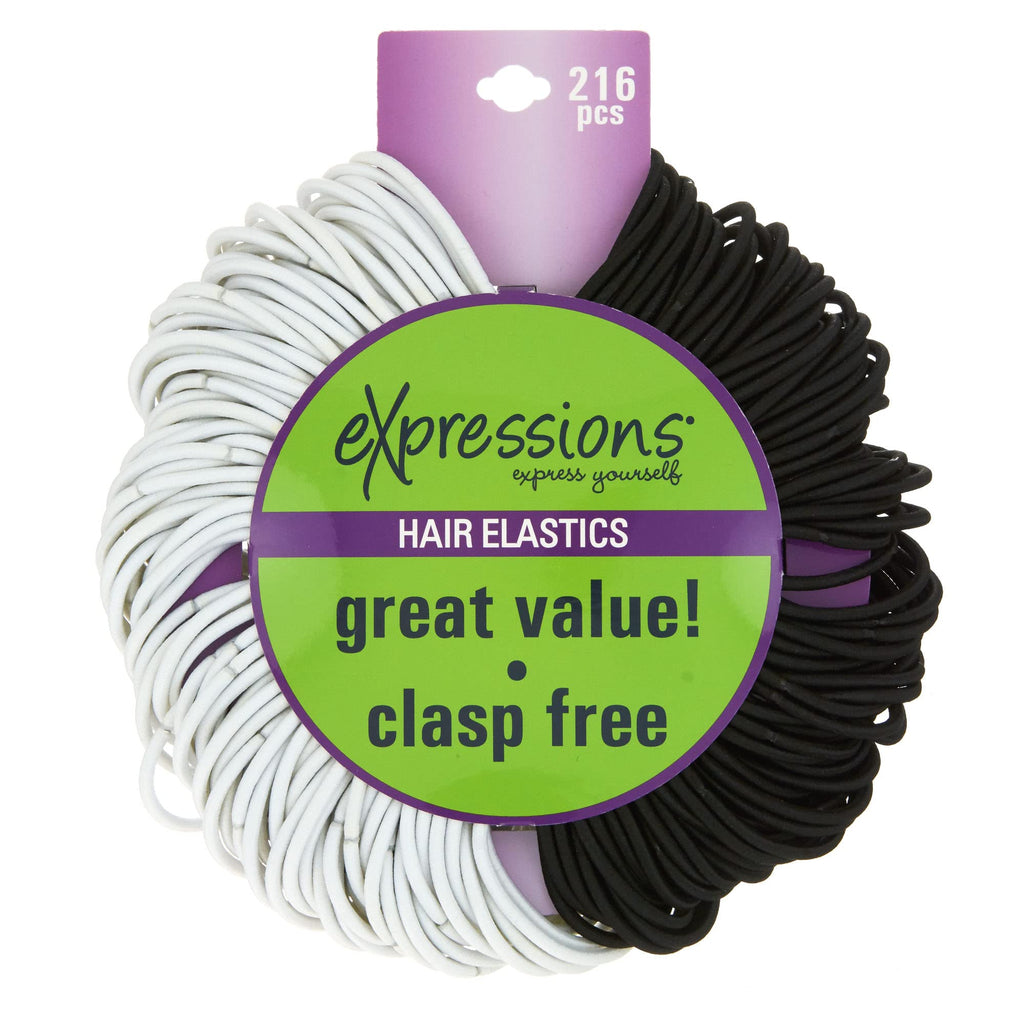 Expressions 216-Piece Hair Ties, 4Mm Hair Elastics Pastel Colors Value Pack, No Metal Hair Bands For Women, Durable Ponytail Hol