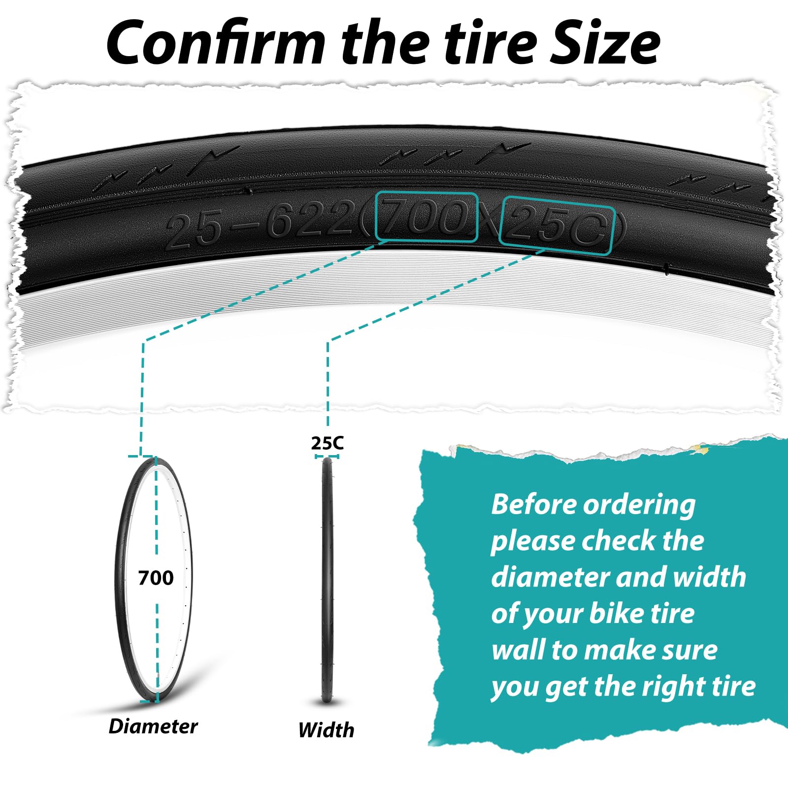 Mohegia Bike Tire,700 X 25C Folding Replacement Tire For Road Bicycle