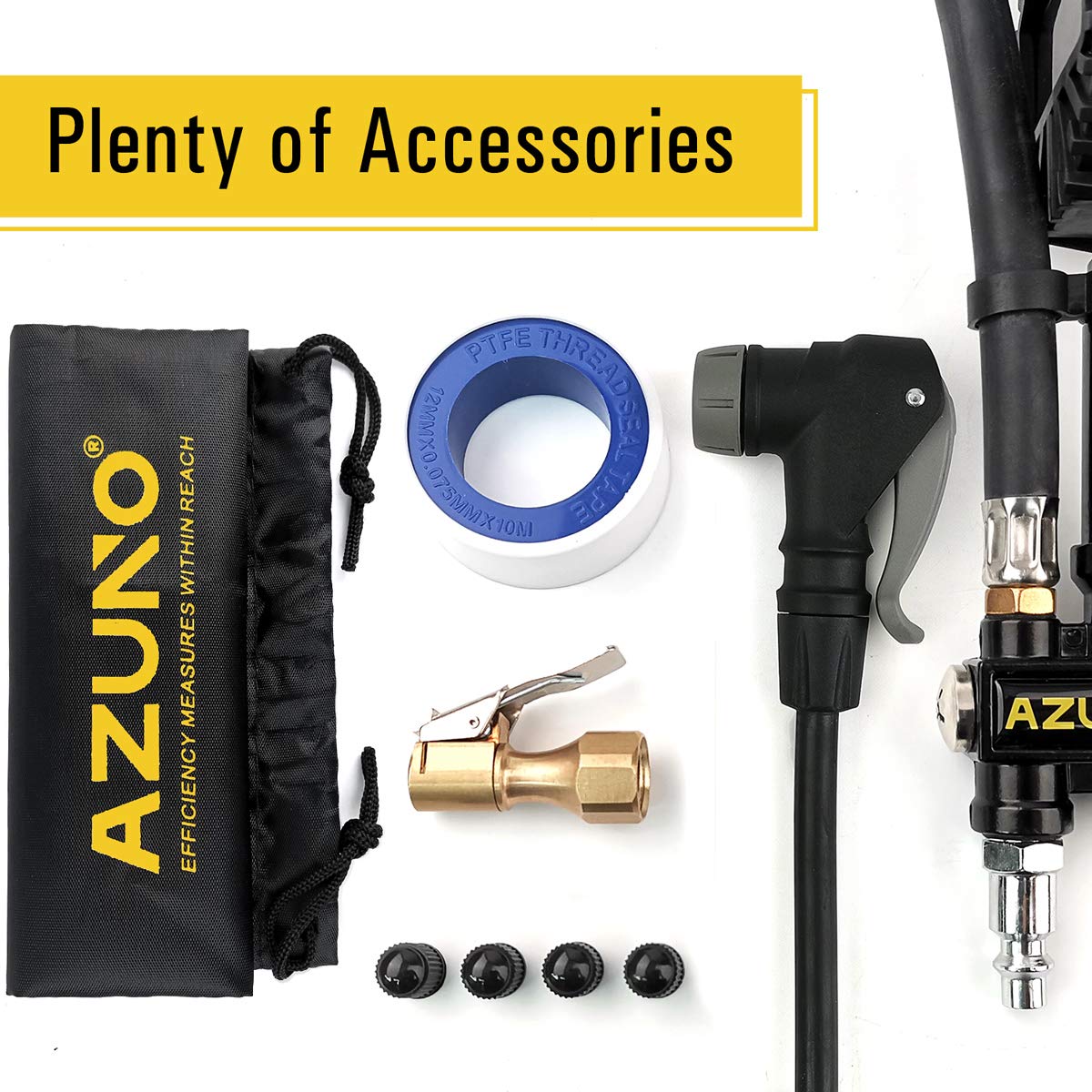 Azuno Digital Bicycle Tire Inflator Gauge With Auto-Select Valve Type - Presta And Schrader Air Compressor Tool