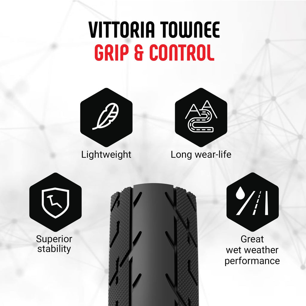 Vittoria Townee Road Bike Tire - Hybrid Bicycle Tires For Casual Riding Commuting & Courier Work - Folding 20 Inch Bike Tire