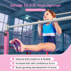Safly Fun Gymnastics Bar For Kids Ages 3-15 For Home - Steady Steel Construction, Anti-Slip, Easy To Assemble, 3' To 5' Adjustab