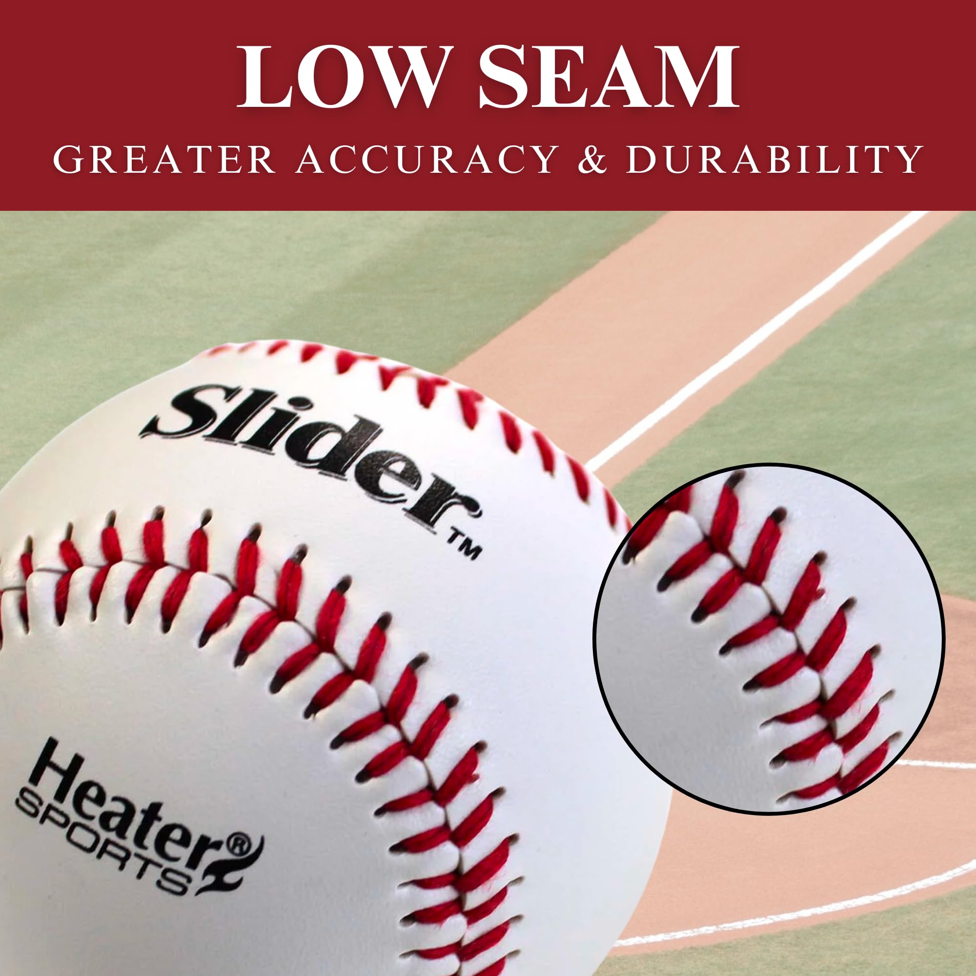 Heater Sports Slider Lite Genuine Leather Pitching Machine Baseballs - 1 Dozen, Accurate, & Long-Lasting | Perfect For Batting &