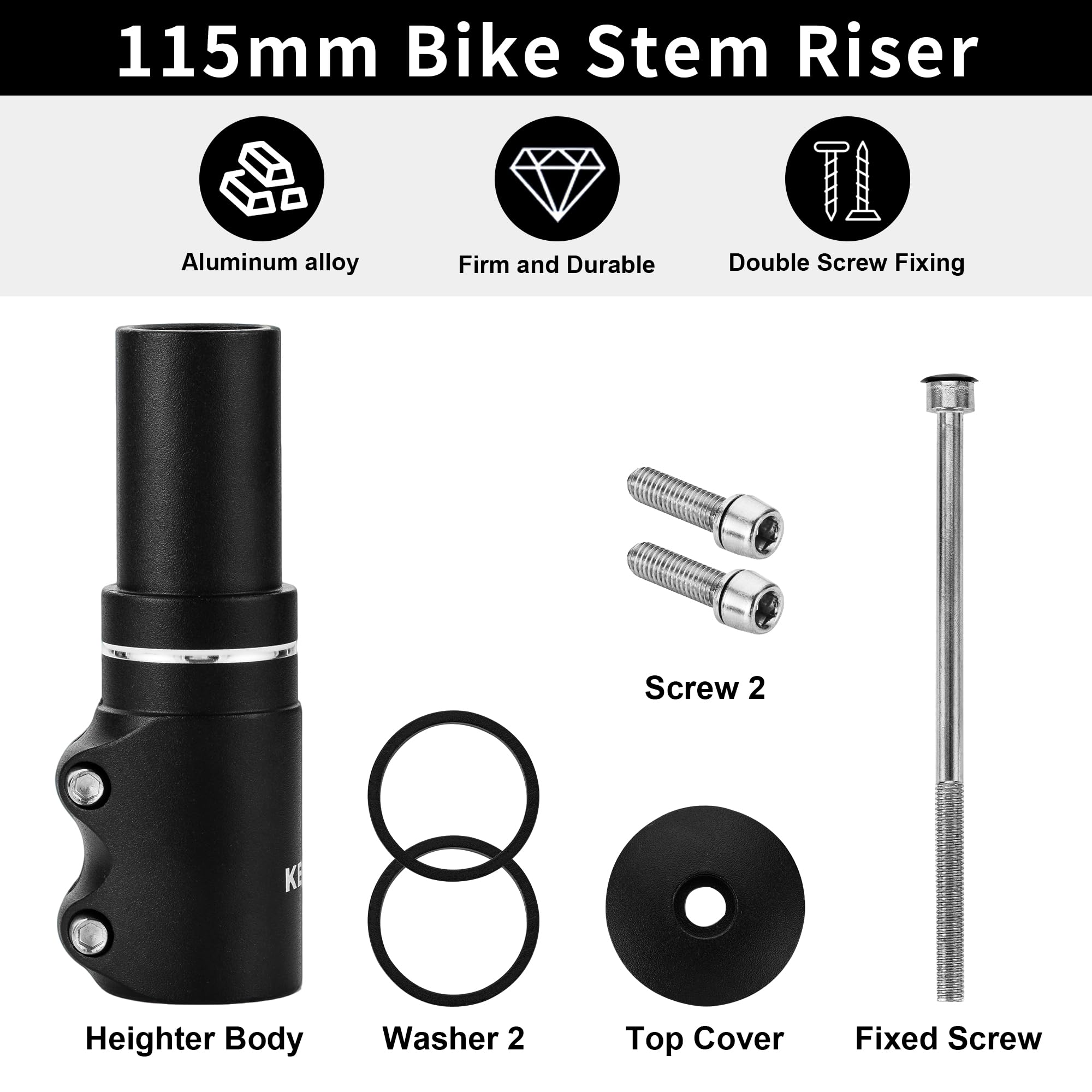 Kelxu Bike Stem Riser, Aluminum Alloy 28.6Mm Fork Stem Bike Handlebar Extender For Mtb/Road Bike/Bmx With High-Strength Bolts (H