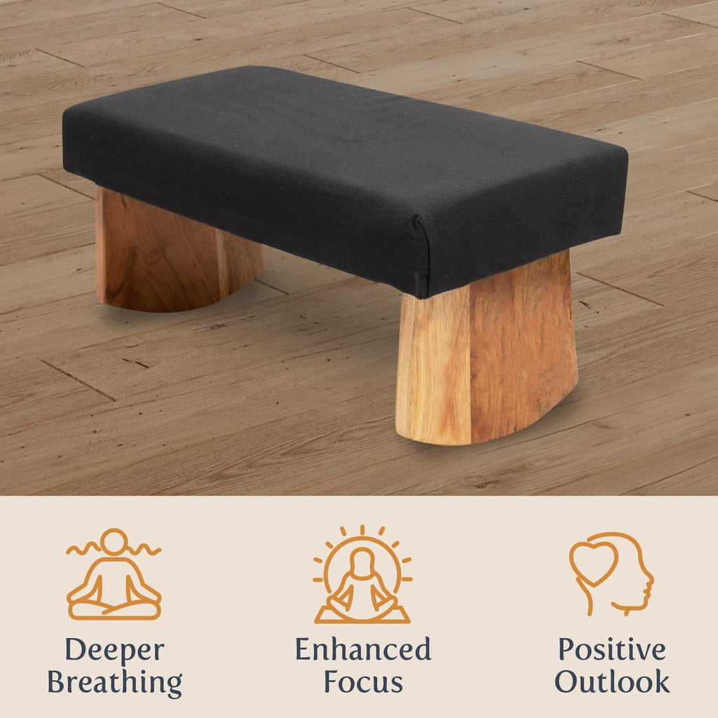 Waterglider International Meditation Bench (Nat. White), Seiza, Sustainable Acacia Wood With Curved Bottom Edges For The Perfect