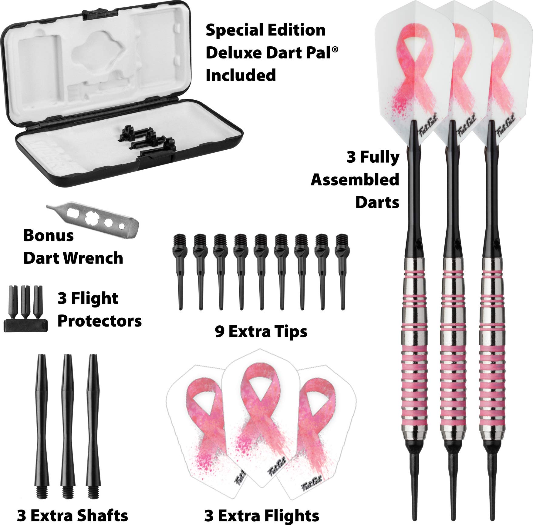 Fat Cat Pink Lady Soft Tip Darts With Storage/Travel Case, 16 Grams