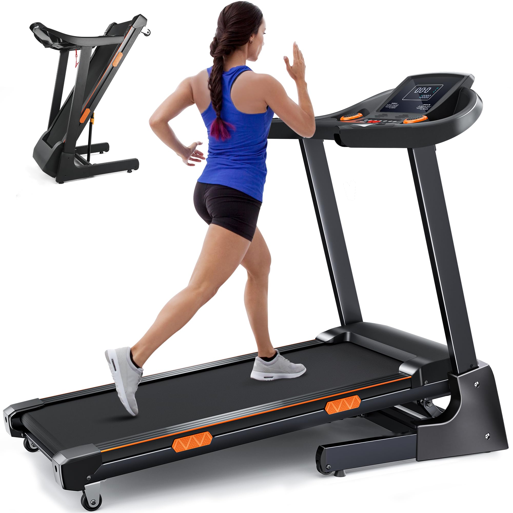 Walking Pad Treadmill With Incline, Under Desk Treadmill For Home Office, 2.5Hp, 300 Lbs Capacity, App/Remote Control, Led Displ