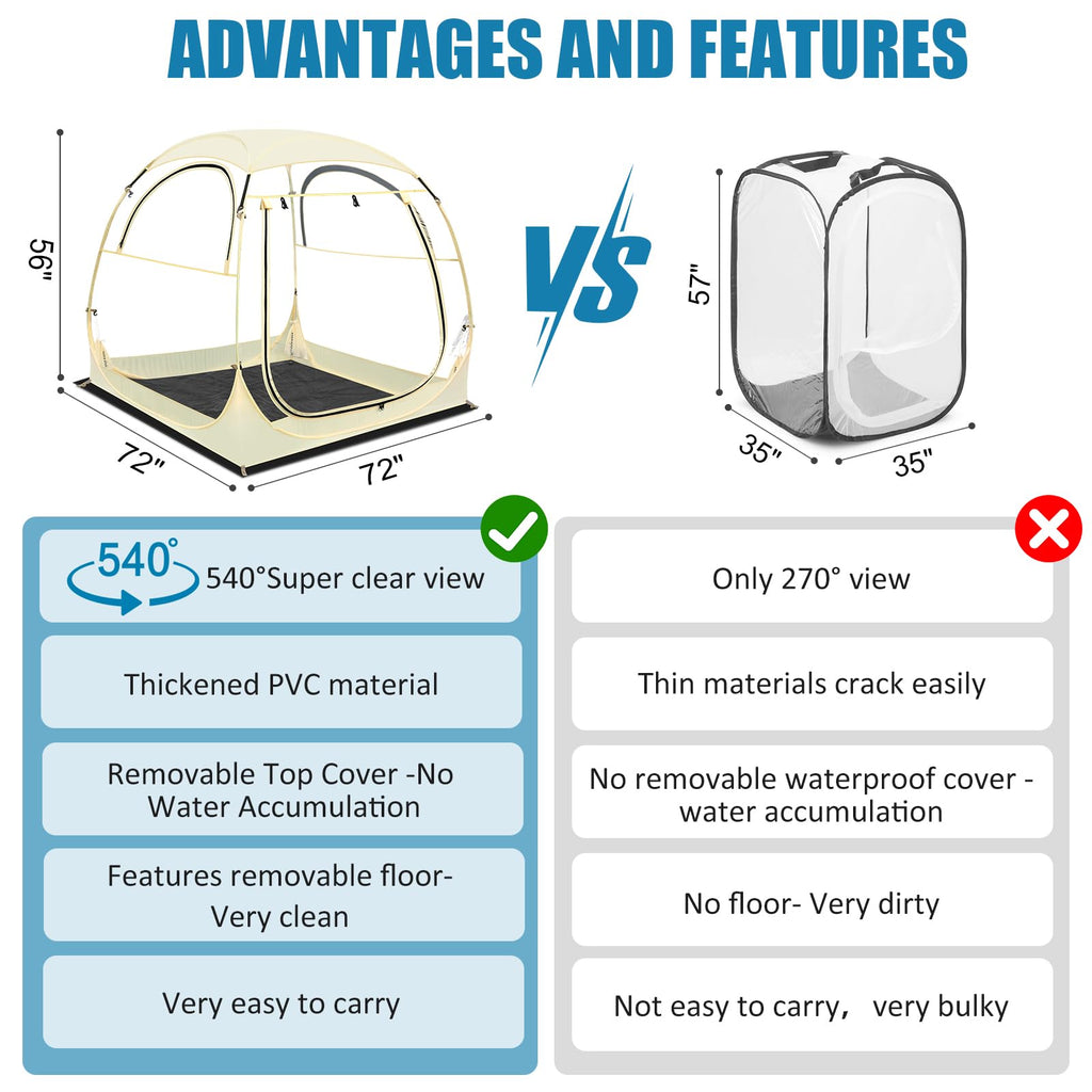 Eapele Sports Tent - Instant Pop-Up Shelter, Fits 6 Person Compact Or 4 Person Comfortably, Rain Protection For Sports, Camping,
