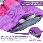 Double Sleeping Bag For Adults Kids - Lightweight 2 Person Sleeping Bag With Pillow, Queen Size Waterproof Camping Sack Two Pers