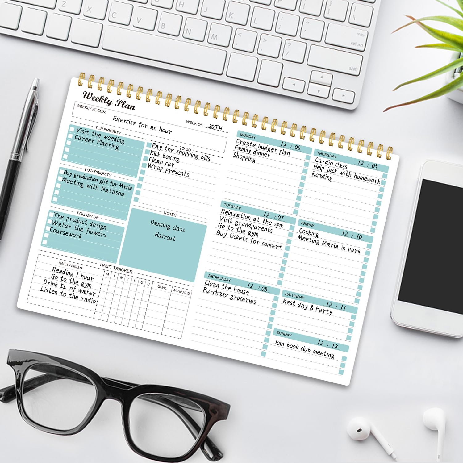 Weekly Planner Notepad Undated Weekly Goals Schedule Planner To Do List Notebook Planning Pad Calendars Organizers Habit Tracker
