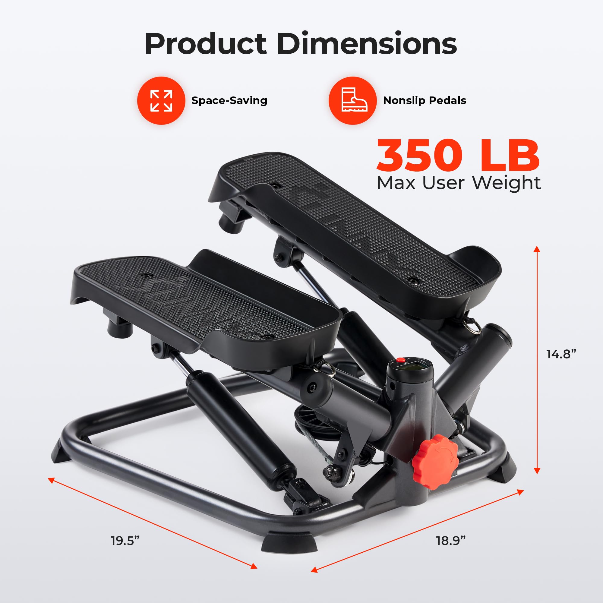 Sunny Health & Fitness Advanced Twist Stepper Machine Workout Cardio Mini Stair Master Climber Thigh Space Twist Stepper Resista