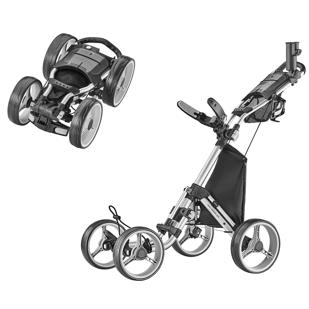 Caddytek 4 Wheel Golf Push Cart - Compact, Lightweight, Close Folding Push Pull Caddy Cart Trolley - Explorer V8, Silver, One Si