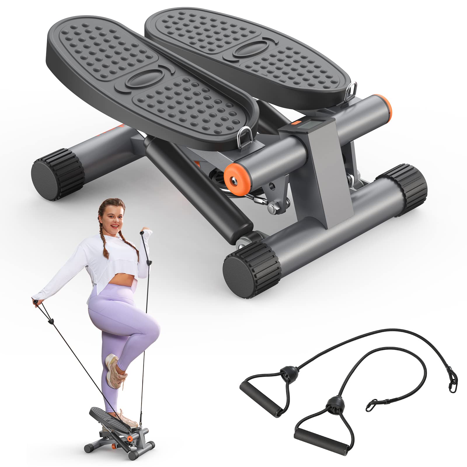 Niceday Steppers For Exercise, Stair Stepper With Resistance Bands, Mini Stepper With 300Lbs Loading Capacity, Hydraulic Fitness