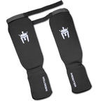Meister Mma Elastic Cloth Shin & Instep Padded Guards (Pair) - Black - Youth/X-Small