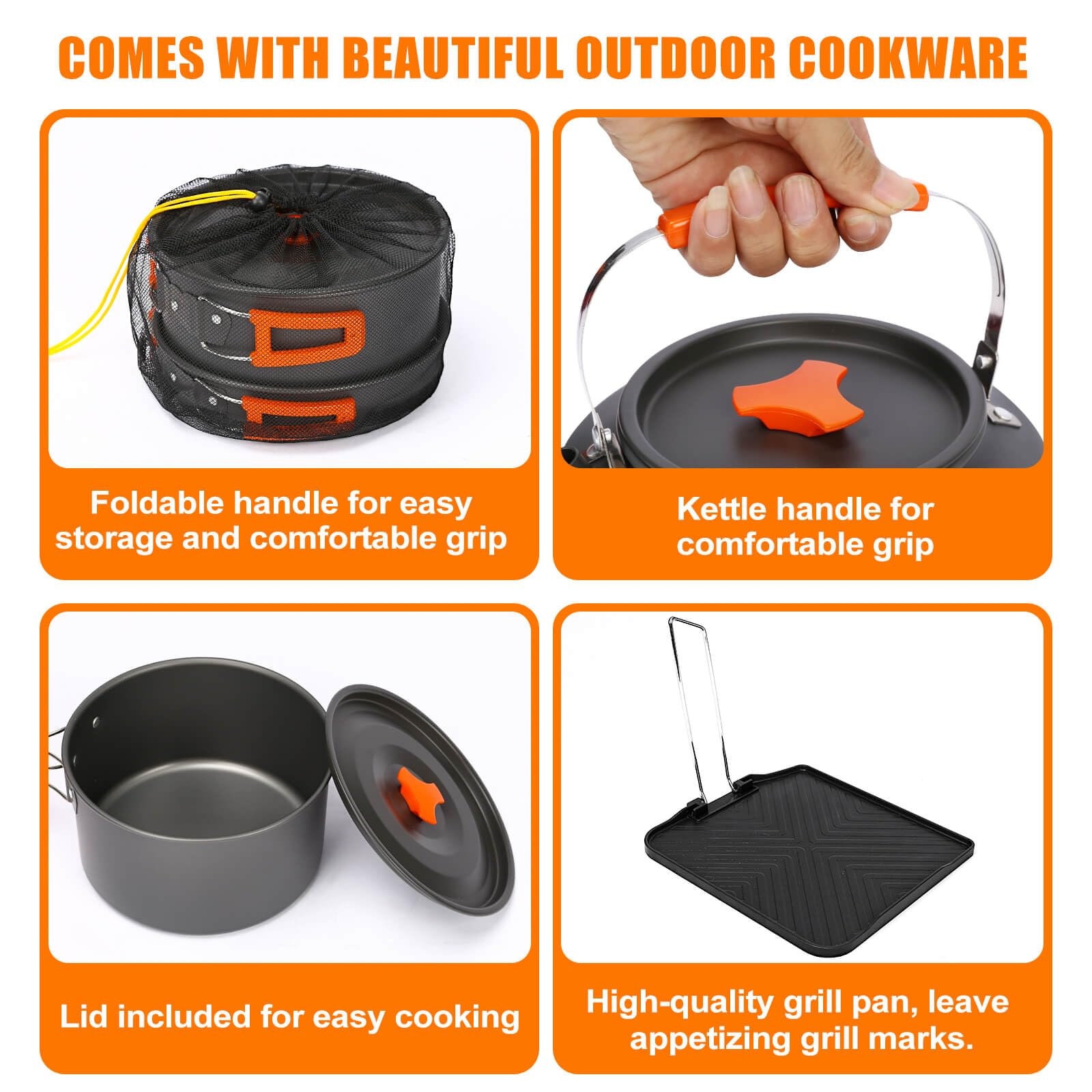 Hisencn Portable Camping Stove, 2 Burner Foldable Camp Stove, 20000 Btu Folding Gas Stove, Portable Propane Stove With Carry Bag