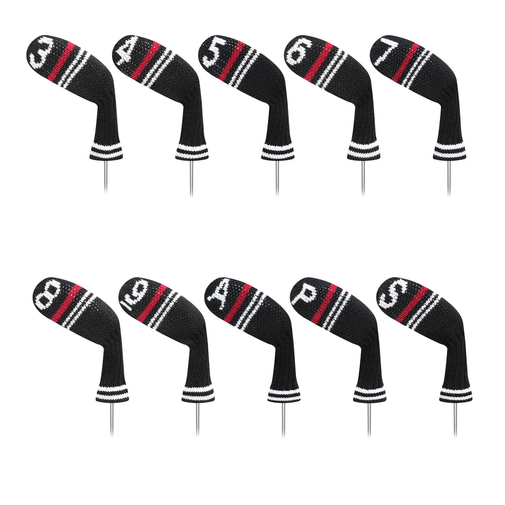 Lefeng 10Pcs Knitted Golf Iron Head Covers 3-9/A/P/S Set - Lightweight And Durable Material - Fit Well For Callaway Ping Taylorm