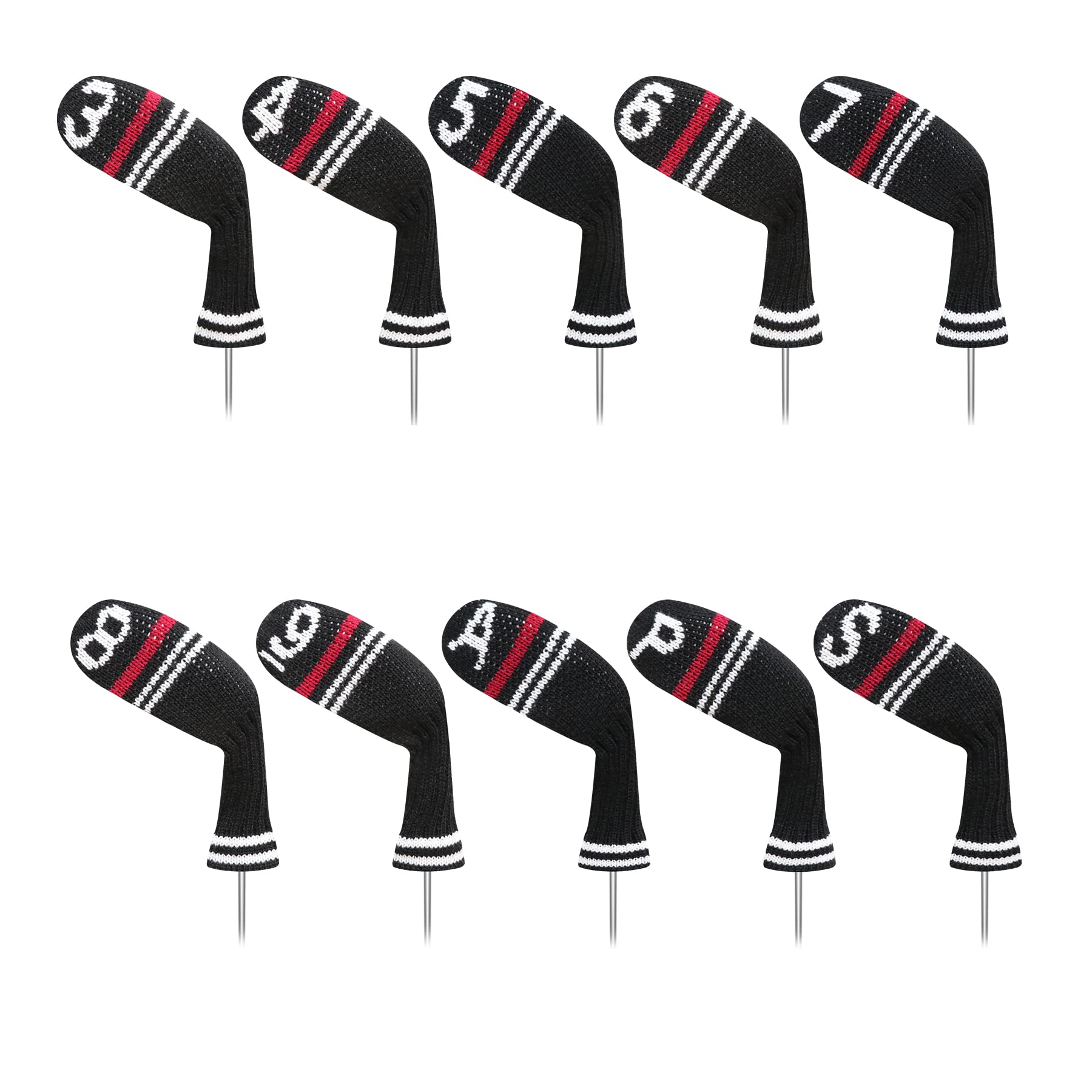 Lefeng 10Pcs Knitted Golf Iron Head Covers 3-9/A/P/S Set - Lightweight And Durable Material - Fit Well For Callaway Ping Taylorm