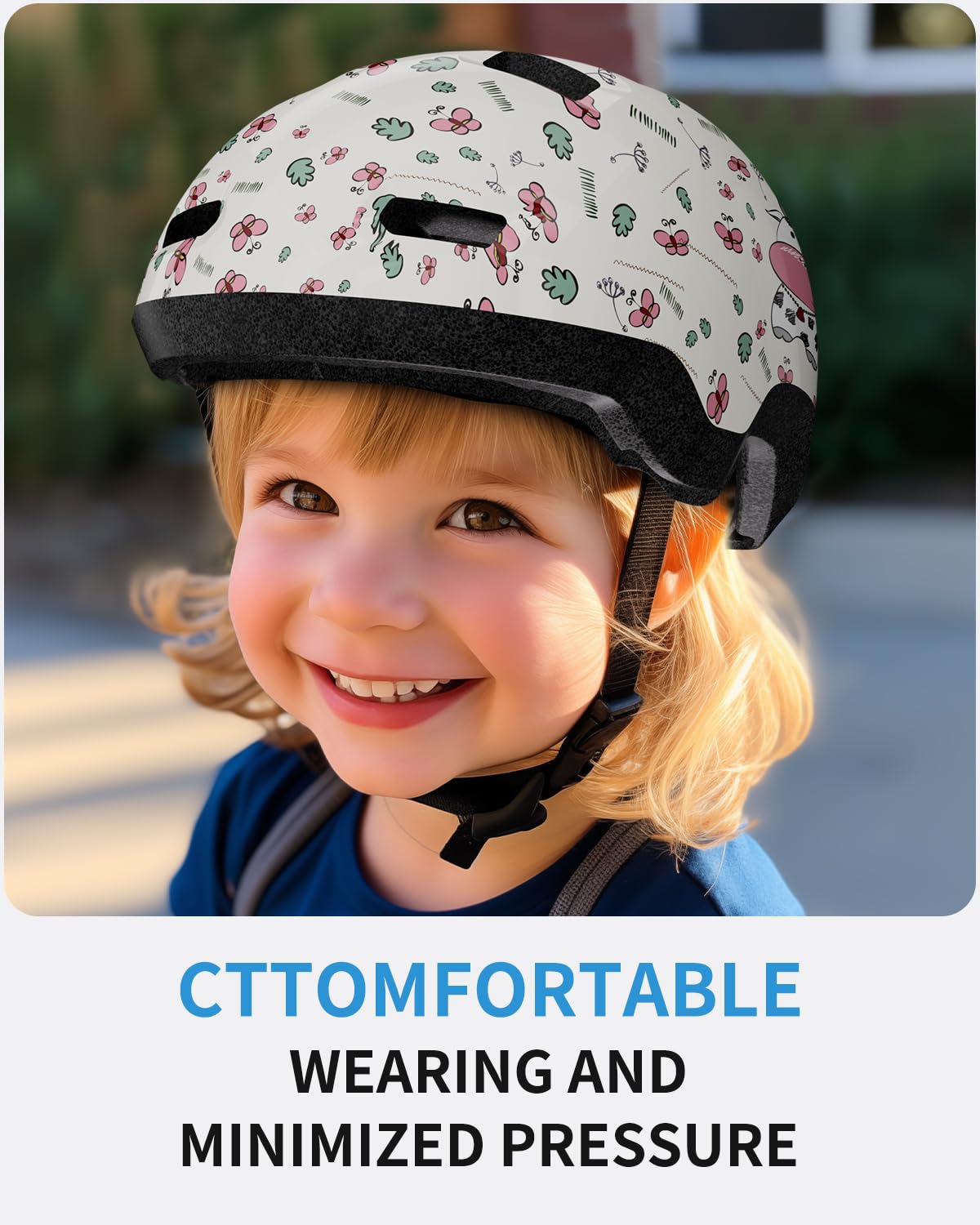 Toddler Bike Helmet 1-3 Years Old- with 12 Vents & Dual Liner (0.16+0.28) - Adjustable Dial Fit (45-51cm) (XS,Cow)