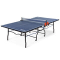 EastPoint Foldable Ping Pong Table - Blue, 15mm - Built-in Storage for Table Tennis Equipment - Warp-Resistant for Outdoor Ping 