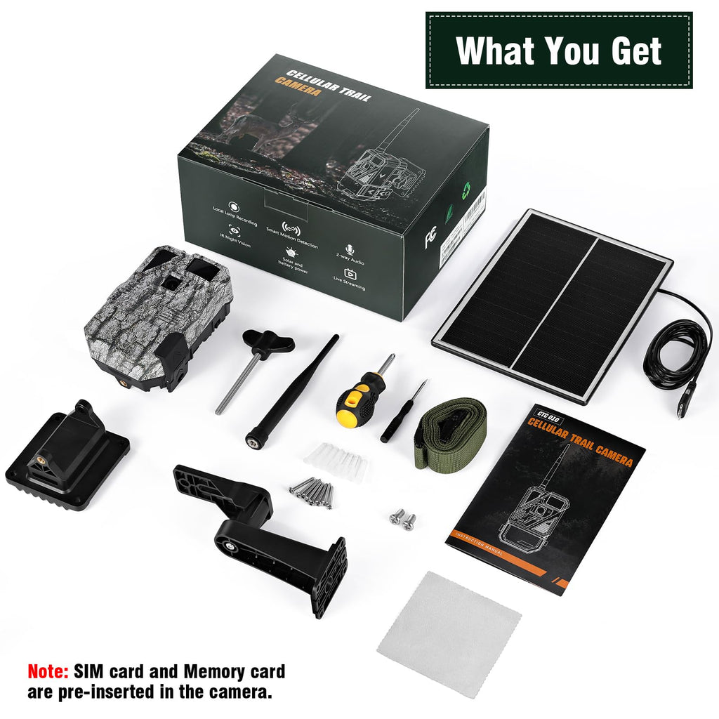 Zleo No Subscription Deer Game Cameras - Cellular Trail Cam for Hunting - SIM Card Pre-Inserted - Live Feed - Solar Power - Nigh