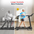 Redliro Walking Treadmill for Seniors - Foldable Senior Treadmill with 0%-2% Incline, Long Handrails - 300 lbs Capacity Home Rec