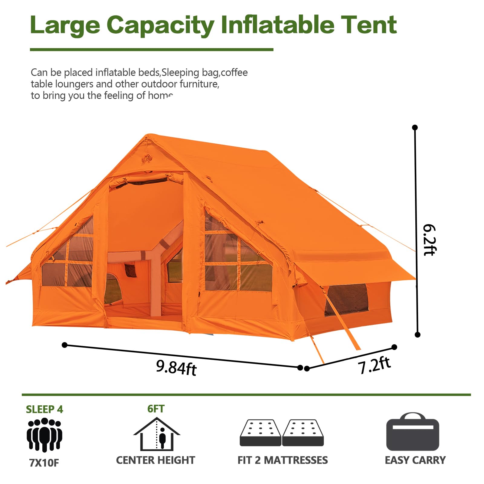Inflatable Tents For Camping, Oxford Blow Up, Easy Setup Inflatable Tent, Waterproof Inflatable Outdoor Air House, Casa De Campa
