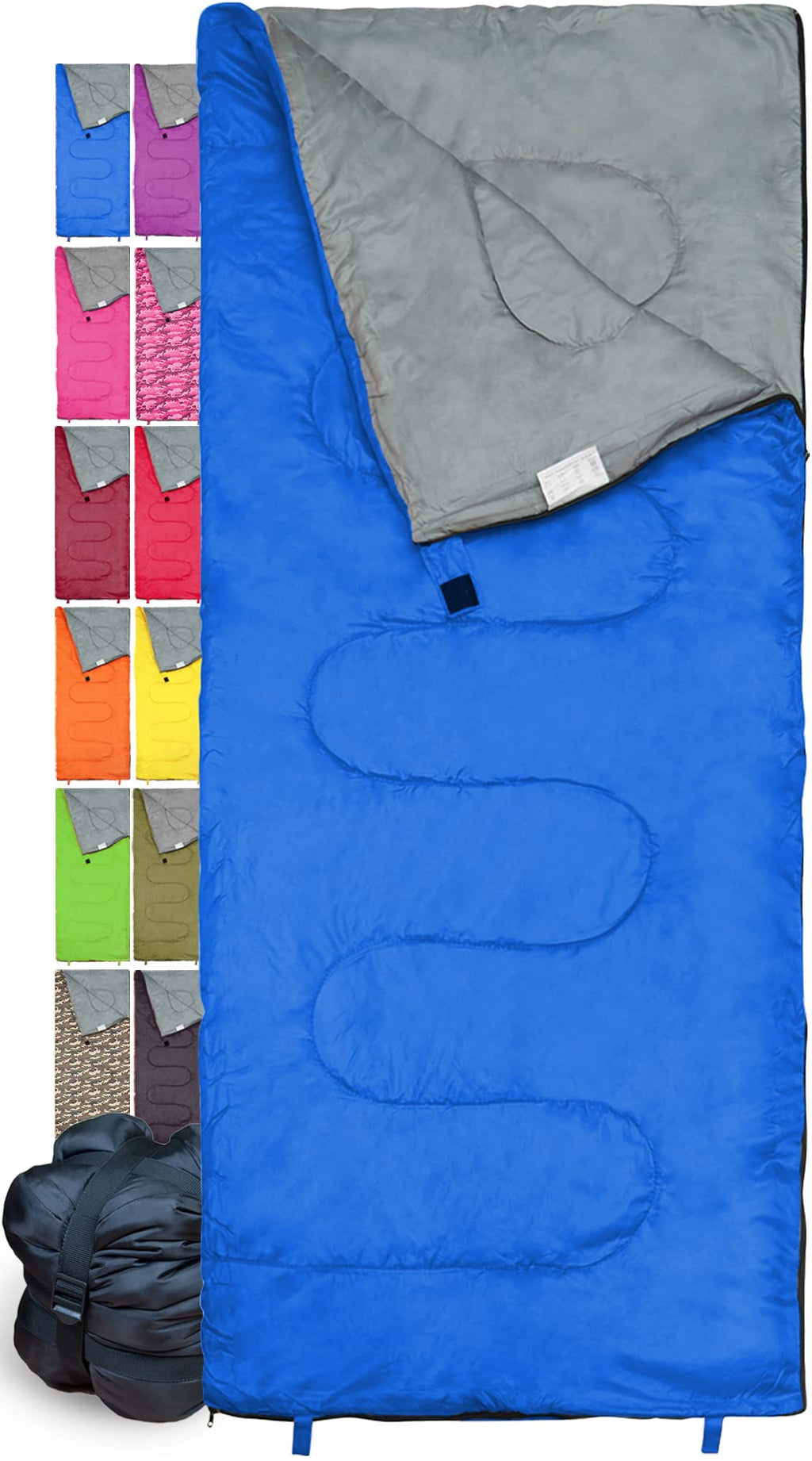 Revalcamp Lightweight Blue Sleeping Bag Indoor & Outdoor Use. Great For Kids, Youth & Adults. Ultralight And Compact Bags Are Pe