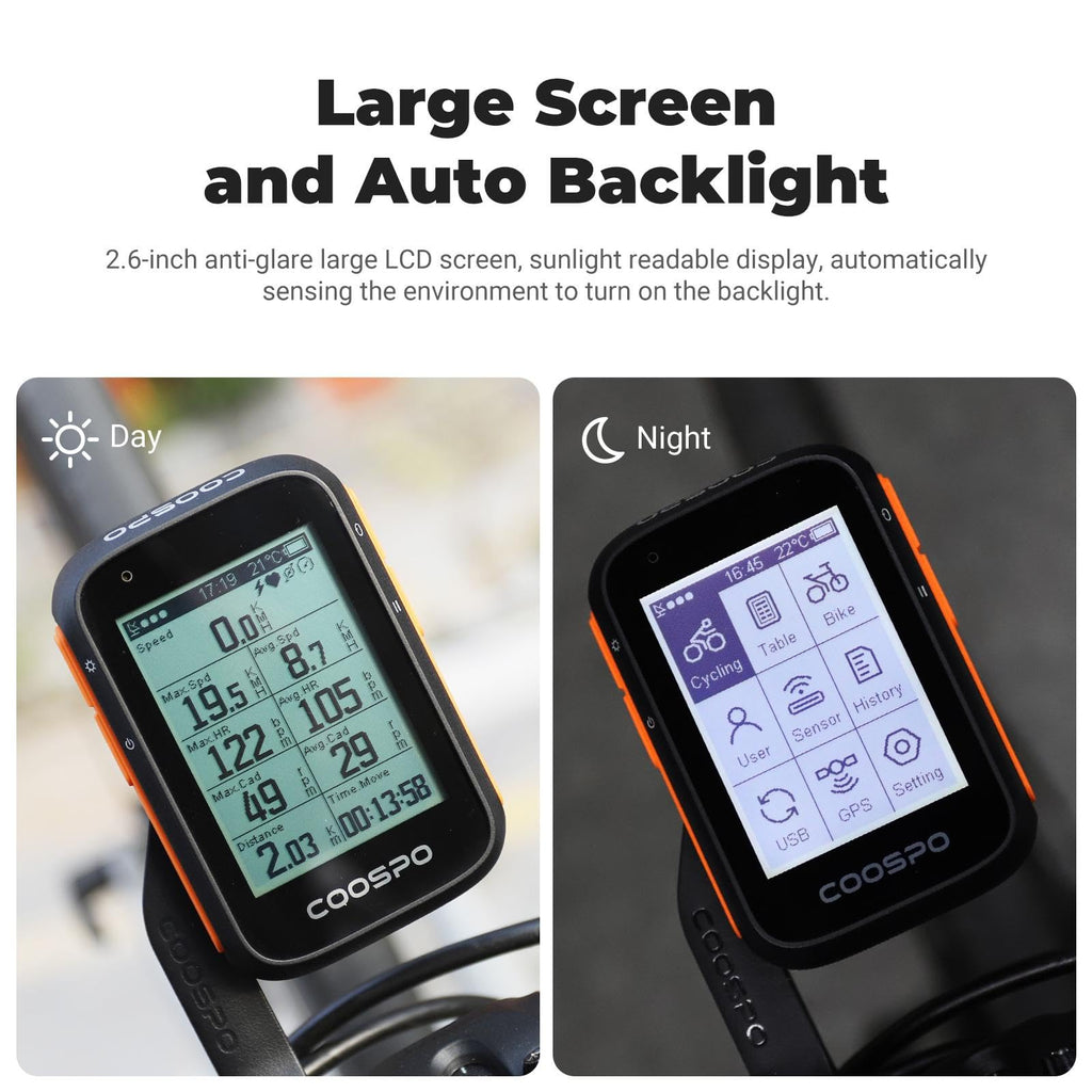 Coospo Bike Computer Wireless Gps,Bike Speedometer Auto Backlight,Bluetooth4.0 Ant Cycling Gps Computer,Bicycle Computer Bc200 W