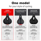 Daway Comfortable Men Women Bike Seat - C99 Soft Memory Foam Padded Wide Leather Bicycle Saddle Cushion With Taillight, Waterpro