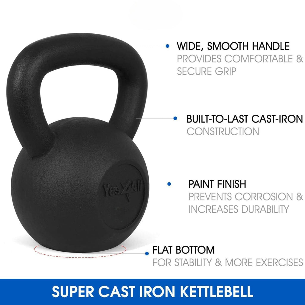 Yes4All Kettlebells Set 5 10 15 20 25 30 Lbs Weight Cast Iron For Dumbbell Weights Exercises, Gym, Fitness, Full Body Workout Eq