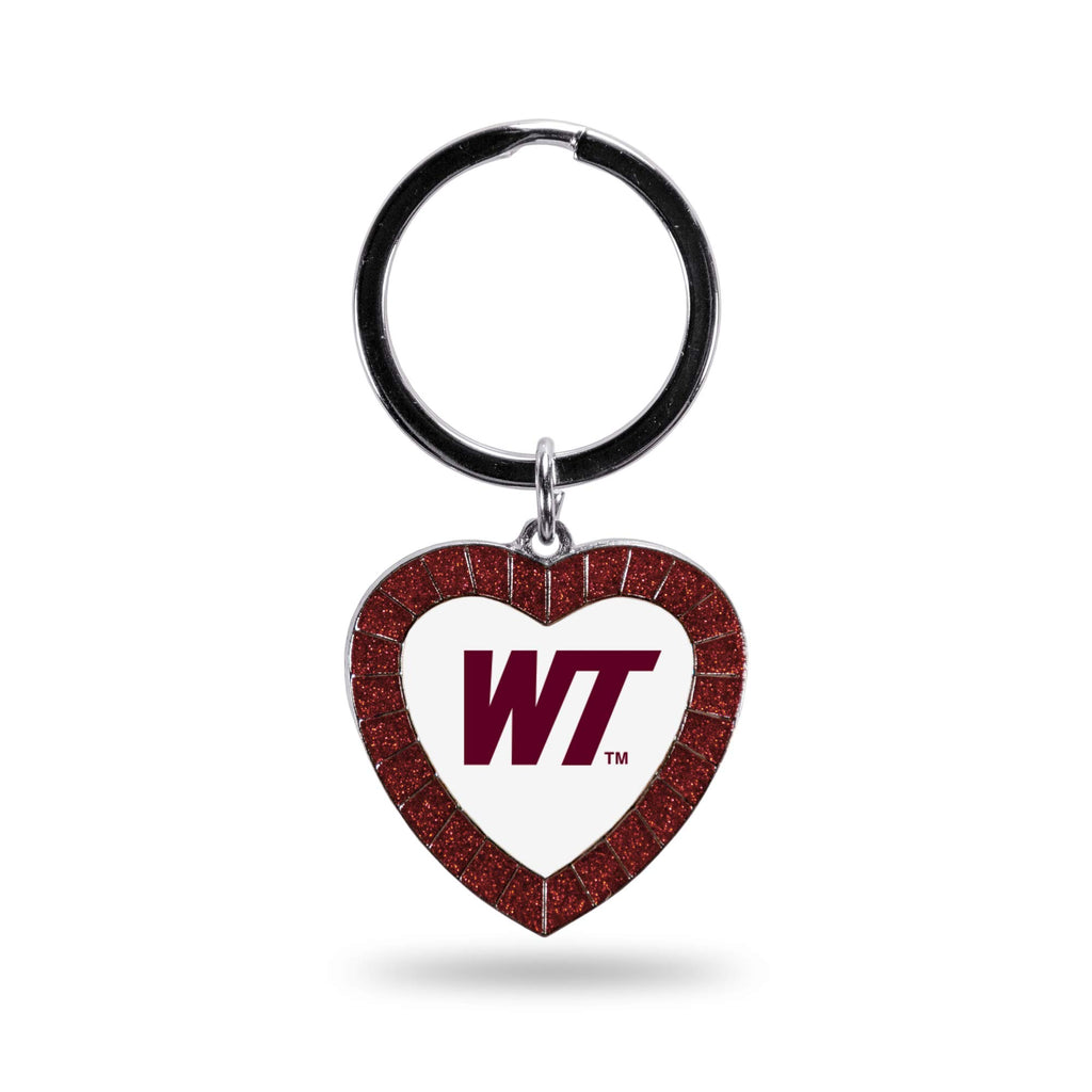 Rico Industries Ncaa West Texas A&M Buffaloes Ncaa Rhinestone Heart Colored Keychain, Maroon, 3-Inches In Length