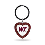 Rico Industries Ncaa West Texas A&M Buffaloes Ncaa Rhinestone Heart Colored Keychain, Maroon, 3-Inches In Length